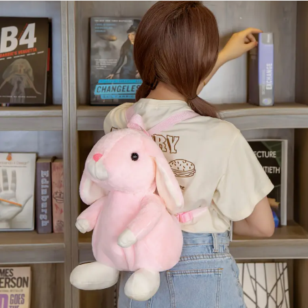 Sac à Dos Lapin en Peluche – Couleur Rose
