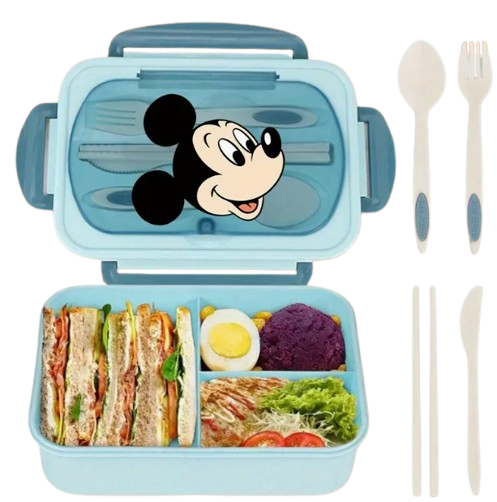 Boîte à Lunch en Plastique motif Disney Mickey Mouse Résistant pour l'École, Bleu