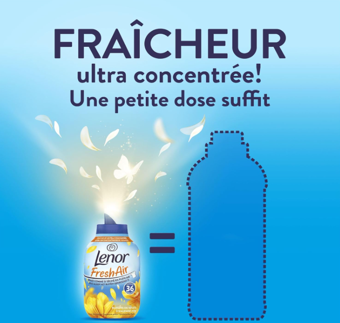 LENOR - Fresh Air Adoucissant Rayons de Soleil – 60 Lavages (840ml)