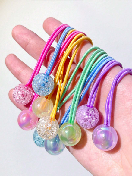 14 pièces Bandeaux ronds colorés en forme de boule pour les filles