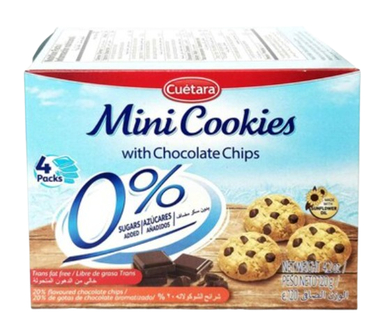 Cuétara mini cookies sans sucre aux pépites de  Chocolat 120g