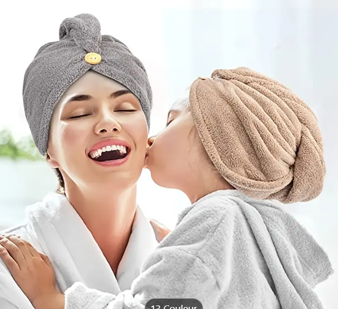 Serviette Cheveux  Microfibre – Marron, Absorbante & Douce