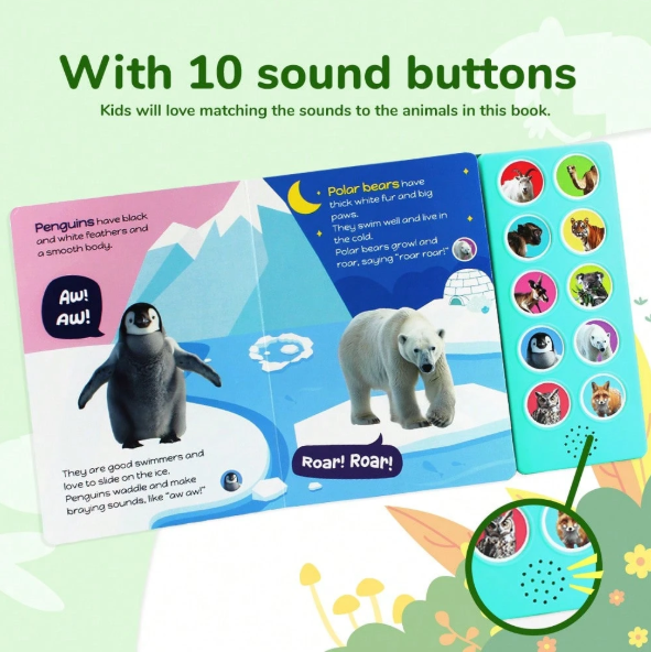 beartale 10 boutons Jouets sensoriels, Livre sonore pour enfants, Jouets éducatifs d'apprentissage précoce pour bébés