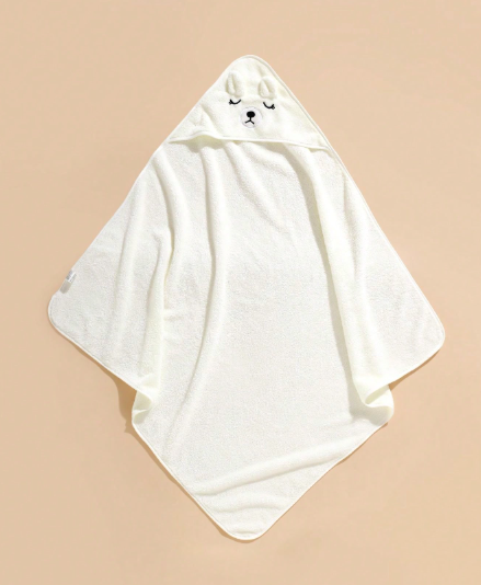 Peignoir de bain en polylester à capuche- Couleur blanche