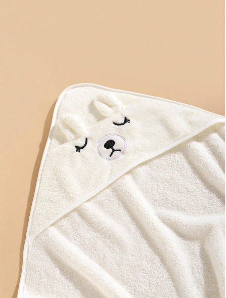 Peignoir de bain en polylester à capuche- Couleur blanche