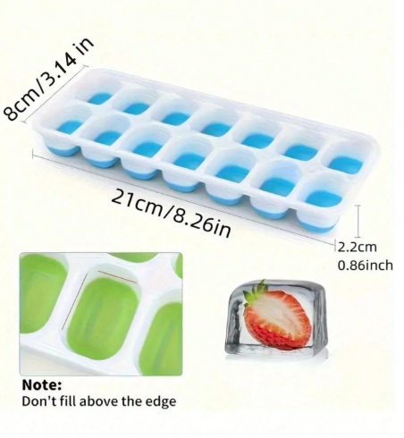 Moules à glaçons en silicone – 14 cavités - avec couvercles - 1 Piece