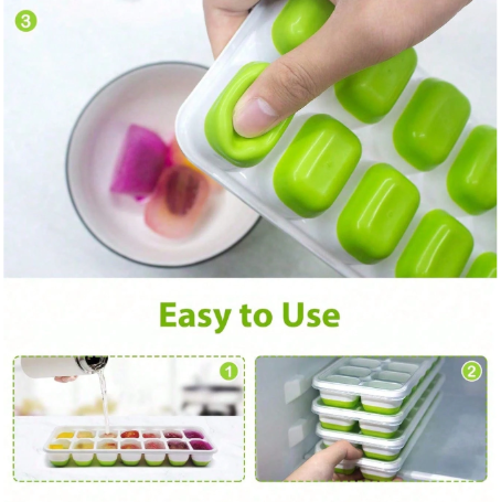 Moules à glaçons en silicone – 14 cavités - avec couvercles - 1 Piece