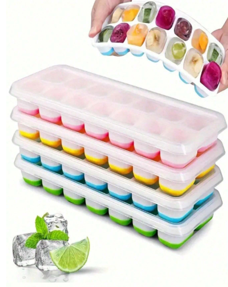 Moules à glaçons en silicone – 14 cavités - avec couvercles - 1 Piece