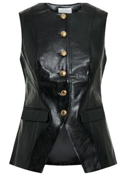 MESHKI - Gilet sans manches en similicuir noir - Taille XS
