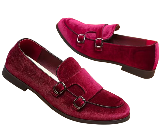 Chaussures mocassins à enfiler pour hommes en tissu uni classique avec doubles boucles, pointure 44