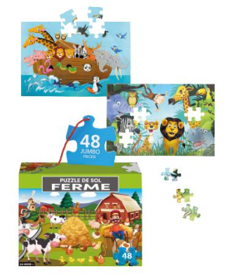 Puzzle sol ferme 48 pièces pour enfants grande scène colorée animaux et paysages champêtres
