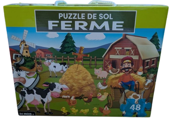 Puzzle sol ferme 48 pièces pour enfants grande scène colorée animaux et paysages champêtres
