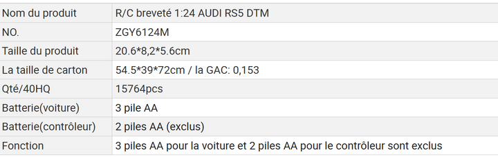 Audi RS5 Voiture Télécommandée