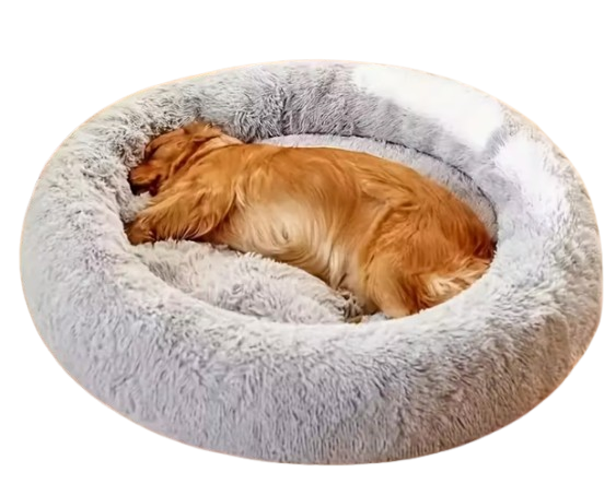 Lit pour chien et chat grand format épais en peluche ronde et longue, 100 cm