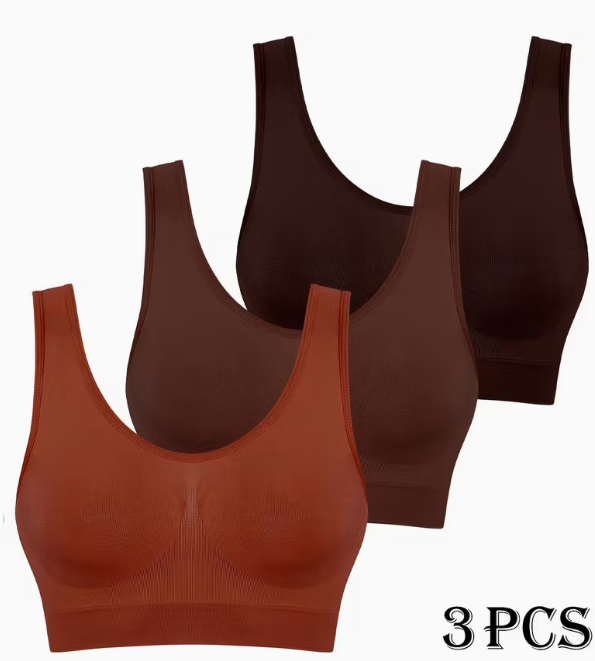 Lot de 3 Soutiens-Gorge de Sport Sans Couture et Confortables – Taille L
