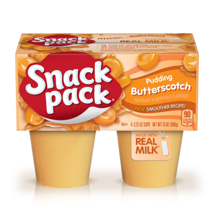 Snack Pack Pouding au caramel au beurre, sachet de 4 pots de 92 g