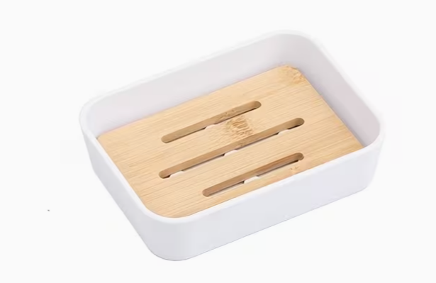 Porte-Savon en Polystyrène Finition Bambou – Blanc et Noir