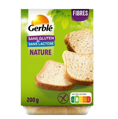 Gerblé- Pain de mie nature tranché sans gluten et sans lactose 200G