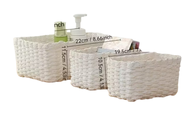 Lot de 3 Paniers de Rangement en Osier