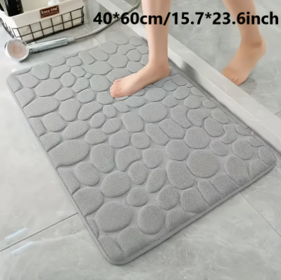 Tapis -Dérapant à Motif Galets pour Salle de Bain