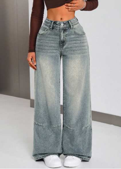 SHEIN – Jean Large à Boutons et Poches pour Femmes