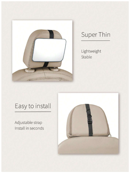 Miroir de vue arrière pour siège de bébé gris