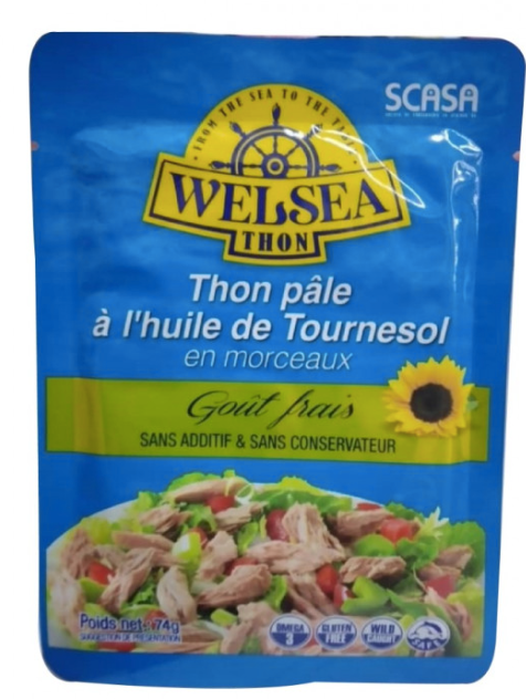 thon en morceaux Albacore à l'huile de tournesol WELSEA 74g