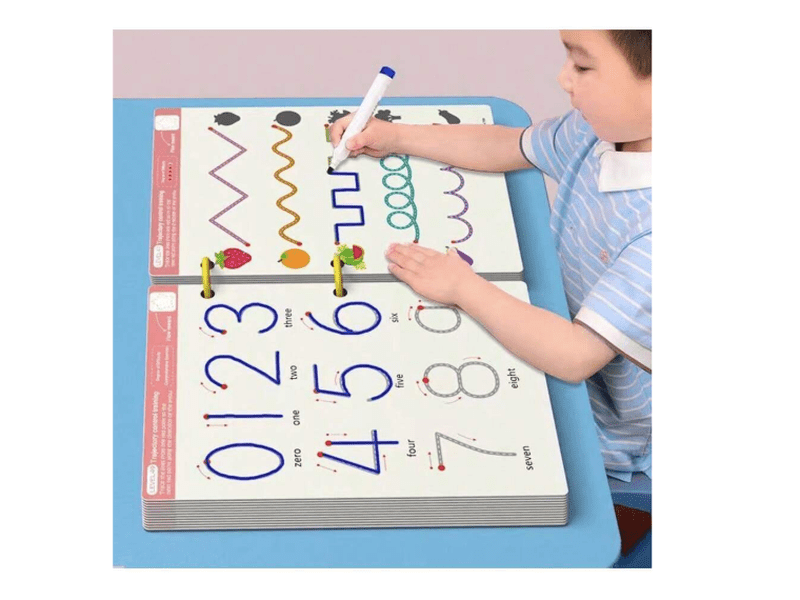 Montessori Cahier 128p – Réutilisable, dessin & contrôle formation