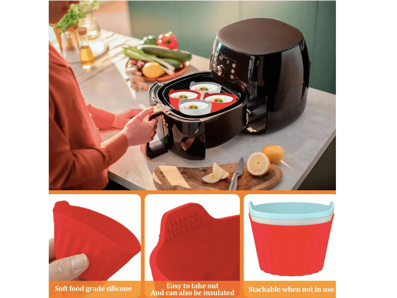 Lot 4 moules silicone pour airfryer - cuisson facile et antiadhésif