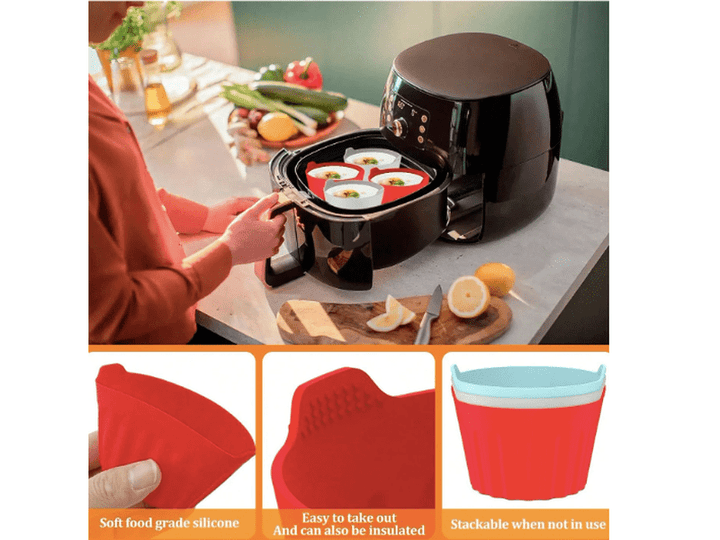 Lot 4 moules silicone pour airfryer - cuisson facile et antiadhésif
