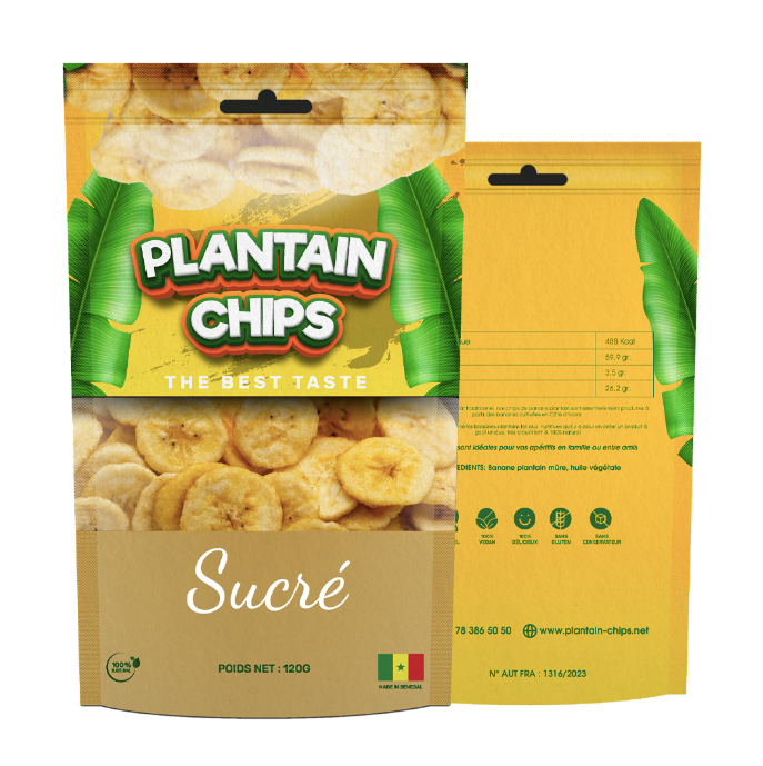 PLANTAIN CHIPS - Chips de Bananes Plantain Sucré - 120g