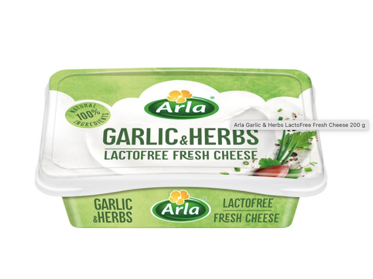 LACTOFREE AND FRESH CHEESE ARLA GARLIC HERBS