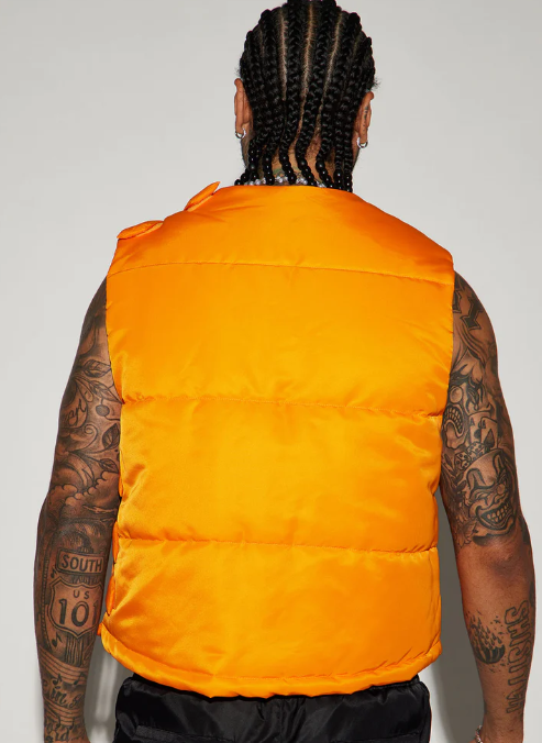 NOVAMEN - Gilet orange matelassé Detroit Velcro - Taille XL