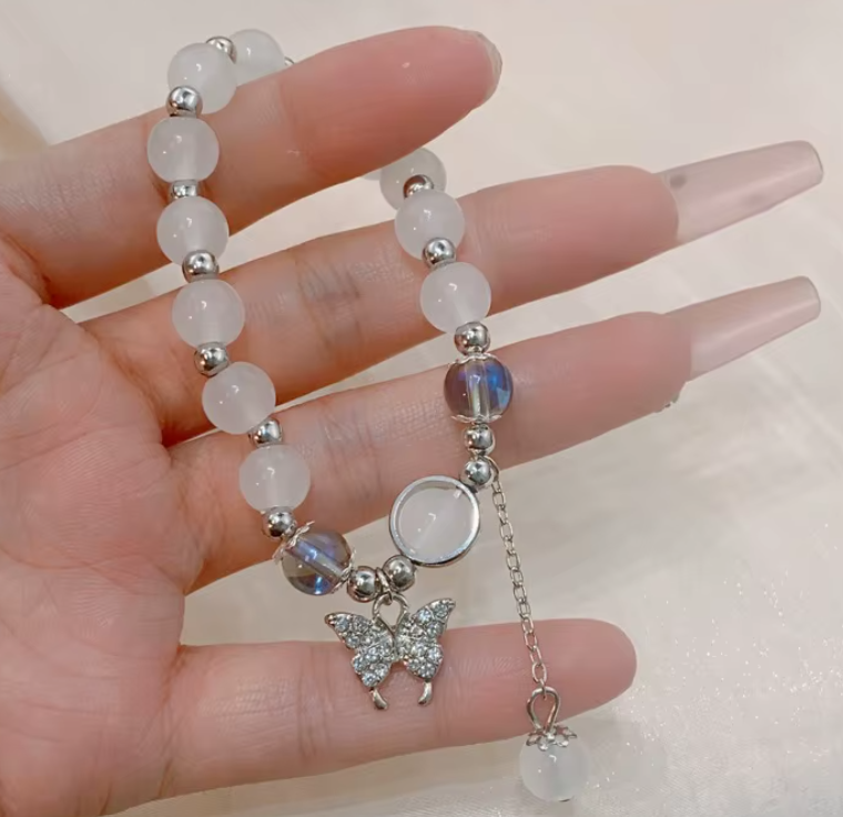Bracelet en cristal au clair de lune pour femme, opale, aigue-marine , bracelet élastique, accessoires de fête