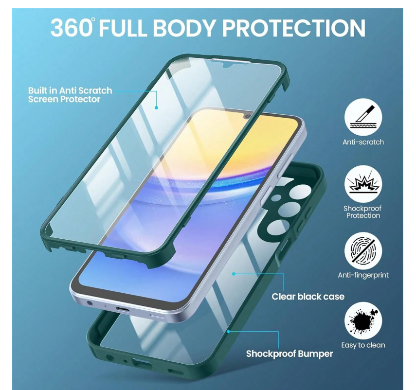 Coque de téléphone - Antichoc 360° double couche – Acrylique + PC + TPU – Galaxy A56 5G – NOIR