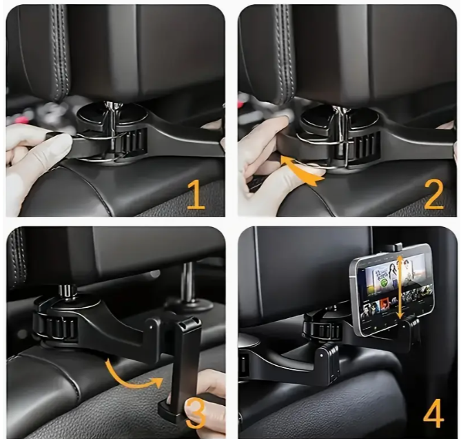Support Téléphone Voiture Universel Ajustable – Fixation Siège ABS