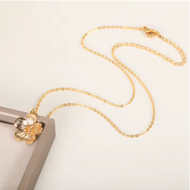 Colliers avec pendentif fleur pour femmes, imperméable, classique, Floral, en acier inoxydable, plante de Couple, bijoux esthétiques, collier cadeau