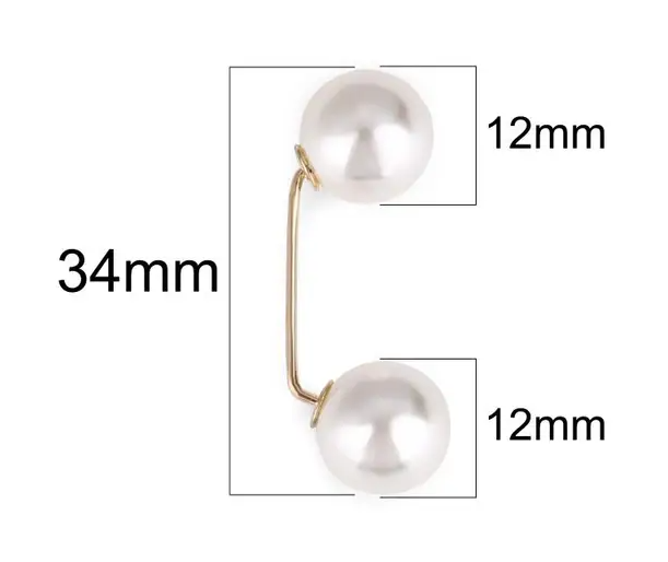 Broche à double perle pour femme, épingles de sécurité pour jeans, bouton de taille, décoration de robe d'été, clip de pantalon, partenaires élégants, 2 piéces