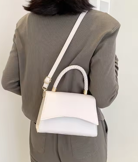 Sac à bandoulière en cuir Pu de couleur unie - Beige