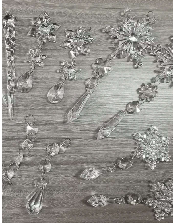 Décoration De Noël Imitation Bâton De Glace Et Ornements En Forme De Flocon De Neige,
