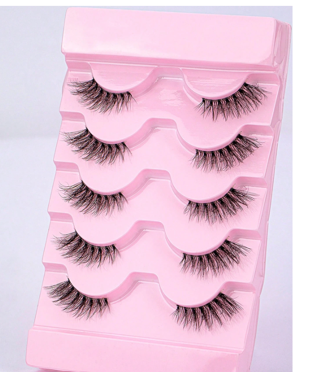 Faux cils demi-frange 5 paires – Effet naturel en vison