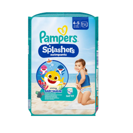 PAMPERS SPLASHERS - Lot de 11 couches de bain jetables - taille 4-5 (9-15 kg)