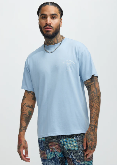 Fashionova T-shIrt Bleu Los Angeles Beach