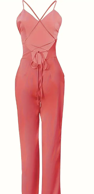 Combinaison dos nu croisée à col en V, combinaison dos nu solide et sexy pour le printemps et l'été,  taille S