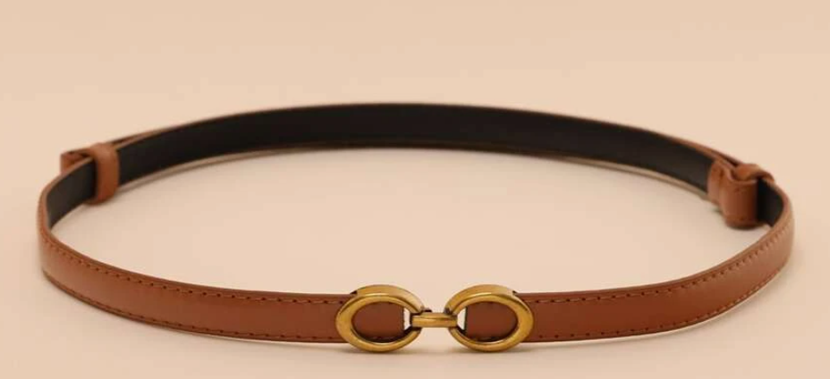 Ceinture fine élégante avec boucle métallique, pour l'été, l'école
