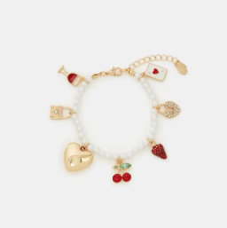 Jolie bracelet à pendentif coeur et fraise