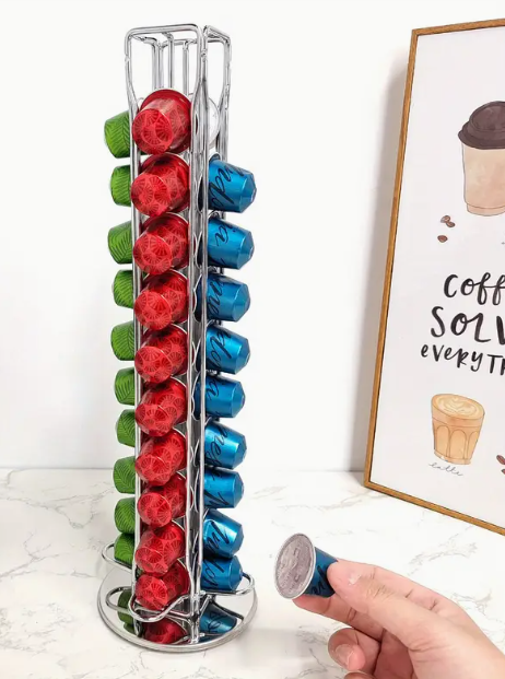 support de rangement pour capsules de café Nespresso qui économise de l'espace dans la cuisine.