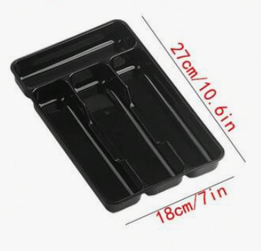Rangement Couverts pour tiroir de cuisine, organisateur de cuisine, NOIR.