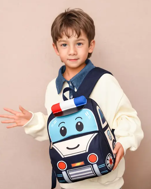 Sac à dos de police pour enfants - Léger, sangle réglable, fermeture à glissière, design imprimé amusant pour l'école