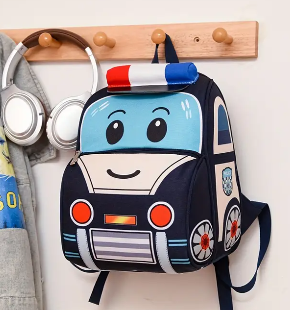 Sac à dos de police pour enfants - Léger, sangle réglable, fermeture à glissière, design imprimé amusant pour l'école